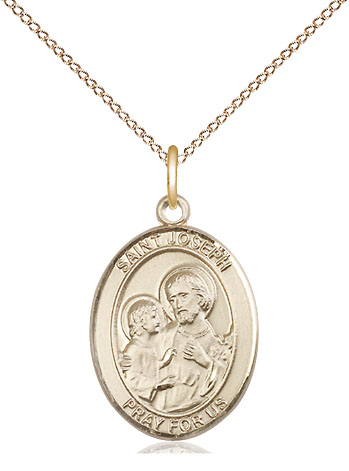 14kt Gold Filled Saint Joseph Pendant on a 18 inch Gold Filled Light Curb chain