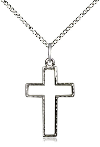 Sterling Silver Cross Pendant on a 18 inch Sterling Silver Light Curb chain