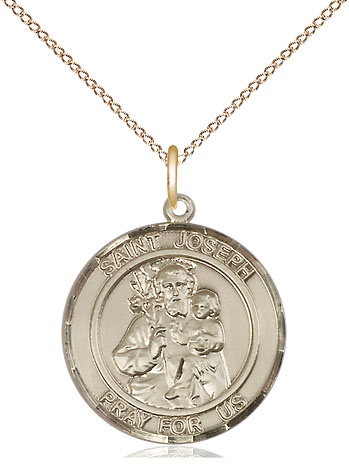 14kt Gold Filled Saint Joseph Pendant on a 18 inch Gold Filled Light Curb chain