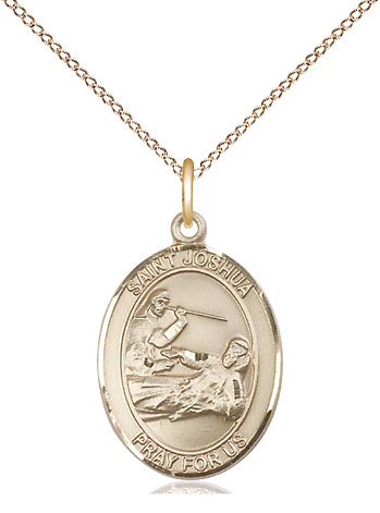 14kt Gold Filled Saint Joshua Pendant on a 18 inch Gold Filled Light Curb chain