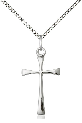 Sterling Silver Maltese Cross Pendant on a 18 inch Sterling Silver Light Curb chain