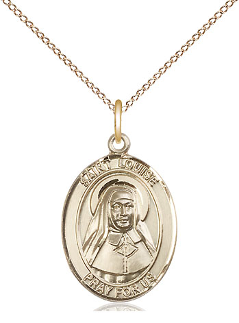 14kt Gold Filled Saint Louise de Marillac Pendant on a 18 inch Gold Filled Light Curb chain