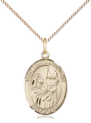 14kt Gold Filled Saint Mary Magdalene Pendant on a 18 inch Gold Filled Light Curb chain