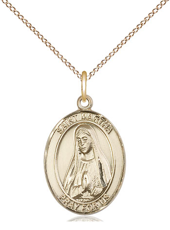 14kt Gold Filled Saint Martha Pendant on a 18 inch Gold Filled Light Curb chain
