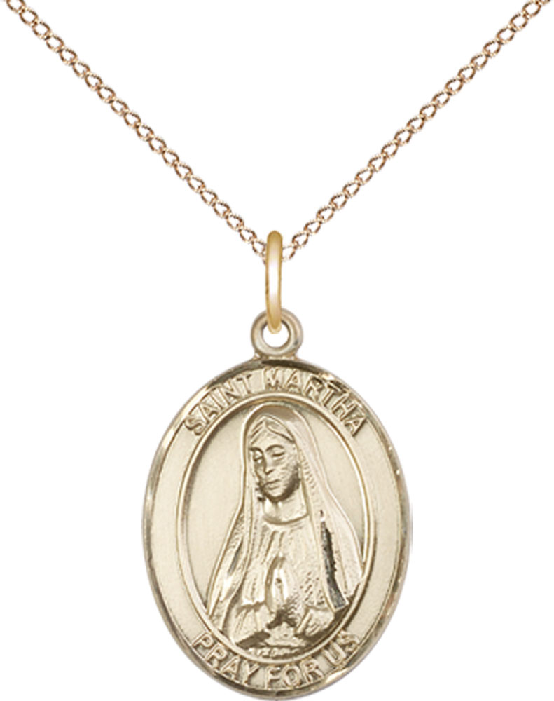 14kt Gold Filled Saint Martha Pendant on a 18 inch Gold Filled Light Curb chain