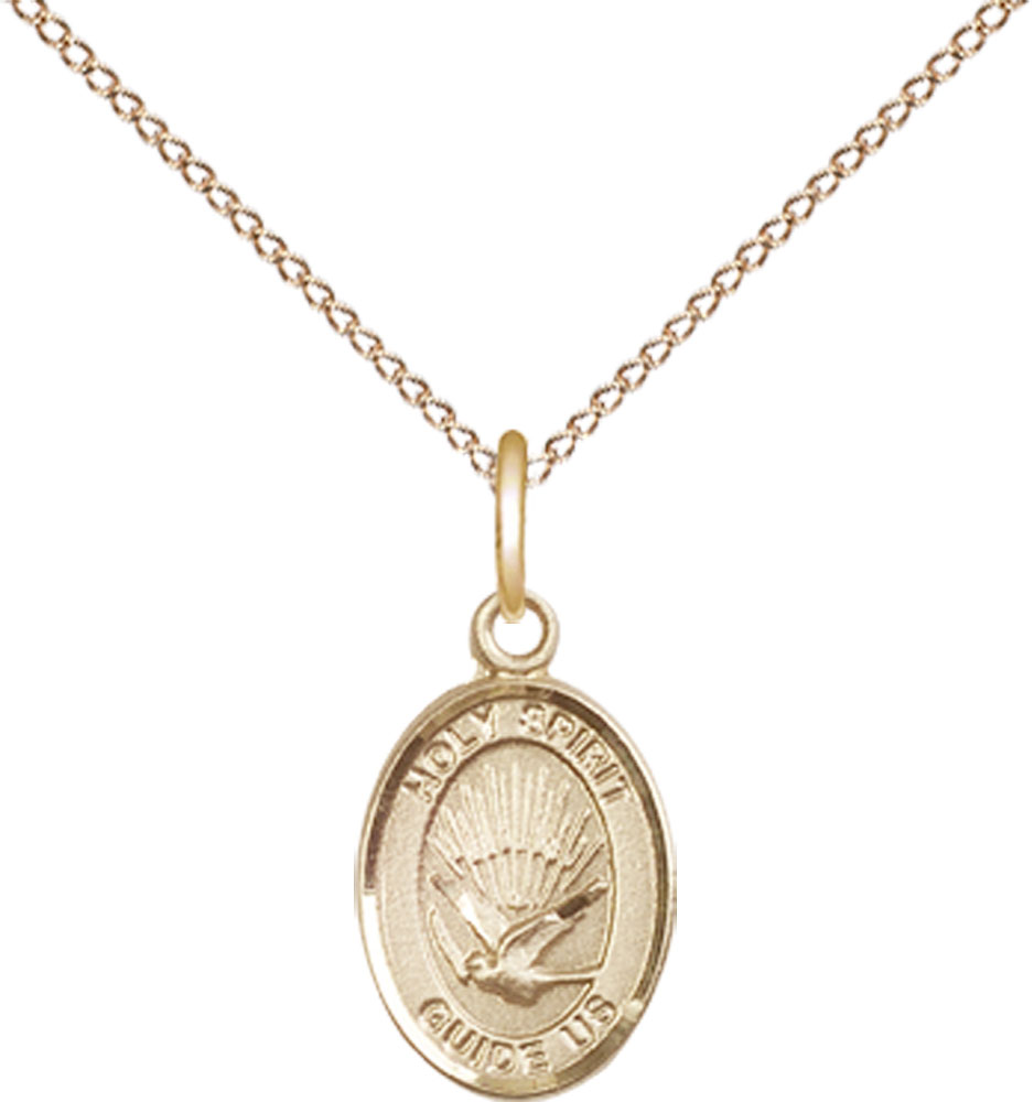 14kt Gold Filled Holy Spirit Pendant on a 18 inch Gold Filled Light Curb chain