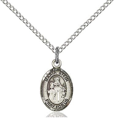 Sterling Silver Maria Stein Pendant on a 18 inch Sterling Silver Light Curb chain