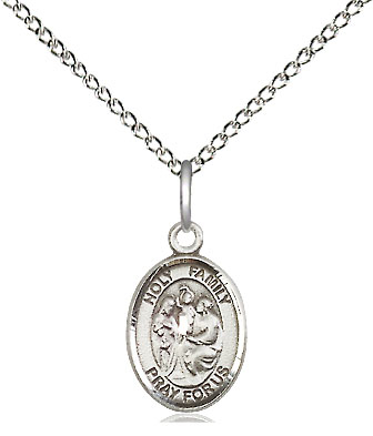 Sterling Silver Holy Family Pendant on a 18 inch Sterling Silver Light Curb chain