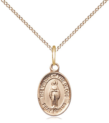 14kt Gold Filled Virgin of the Globe Pendant on a 18 inch Gold Filled Light Curb chain