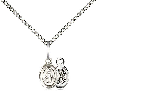 Sterling Silver Miraculous Pendant on a 18 inch Sterling Silver Light Curb chain