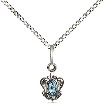 Sterling Silver Miraculous Pendant on a 18 inch Sterling Silver Light Curb chain