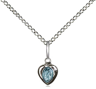 Sterling Silver Miraculous Pendant on a 18 inch Sterling Silver Light Curb chain