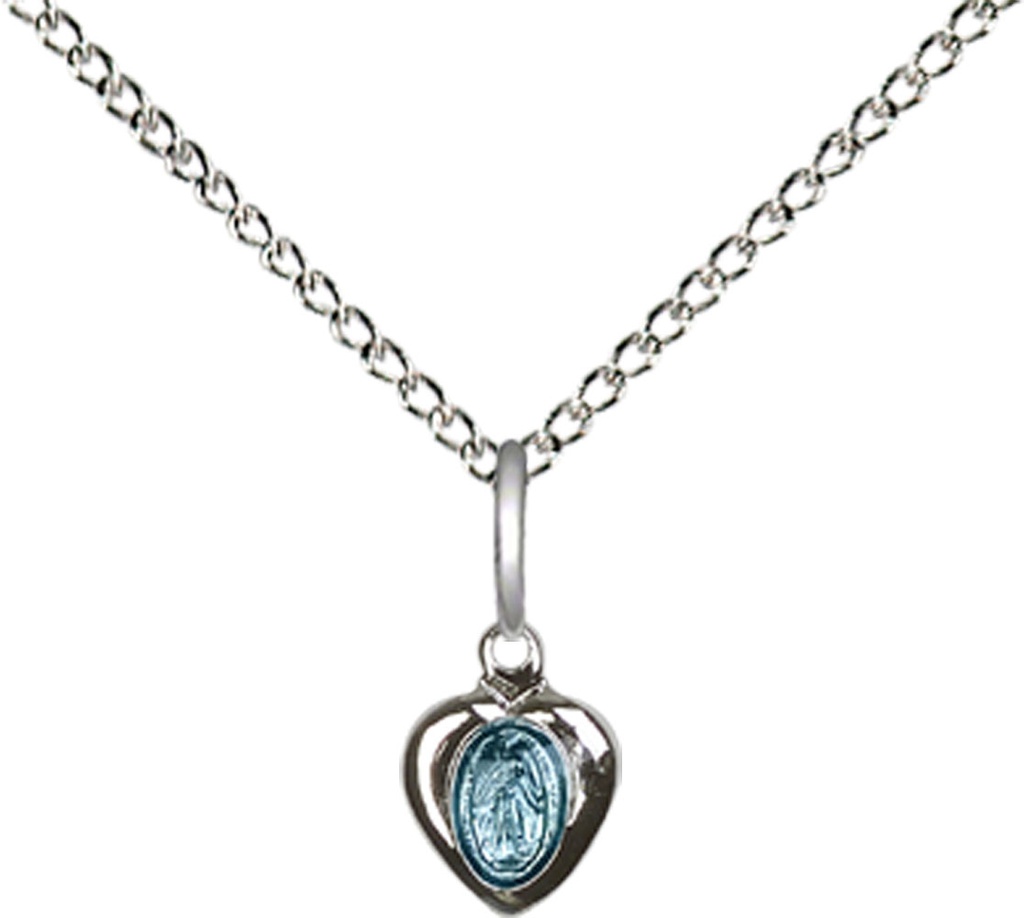 Sterling Silver Miraculous Pendant on a 18 inch Sterling Silver Light Curb chain
