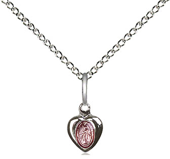 Sterling Silver Miraculous Pendant on a 18 inch Sterling Silver Light Curb chain