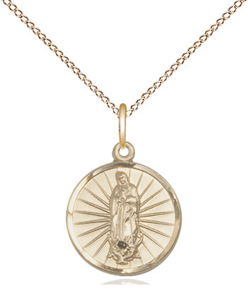 14kt Gold Filled Our Lady of Guadalupe Pendant on a 18 inch Gold Filled Light Curb chain