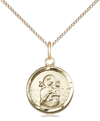 14kt Gold Filled Our Lady of Perpetual Help Pendant on a 18 inch Gold Filled Light Curb chain