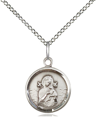Sterling Silver Our Lady of Perpetual Help Pendant on a 18 inch Sterling Silver Light Curb chain