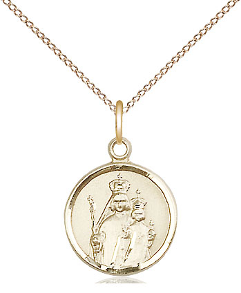 14kt Gold Filled Our Lady of Consolation Pendant on a 18 inch Gold Filled Light Curb chain