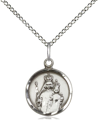 Sterling Silver Our Lady of Consolation Pendant on a 18 inch Sterling Silver Light Curb chain