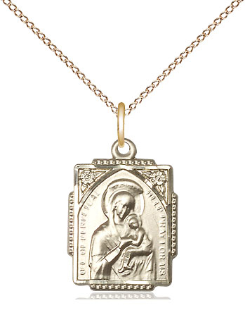 14kt Gold Filled Our Lady of Perpetual Help Pendant on a 18 inch Gold Filled Light Curb chain