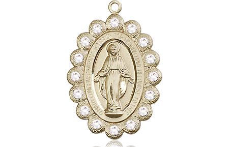 14kt Gold Miraculous Medal with Crystal Swarovski stones