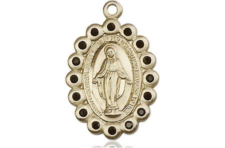 14kt Gold Miraculous Medal with Jet Swarovski stones