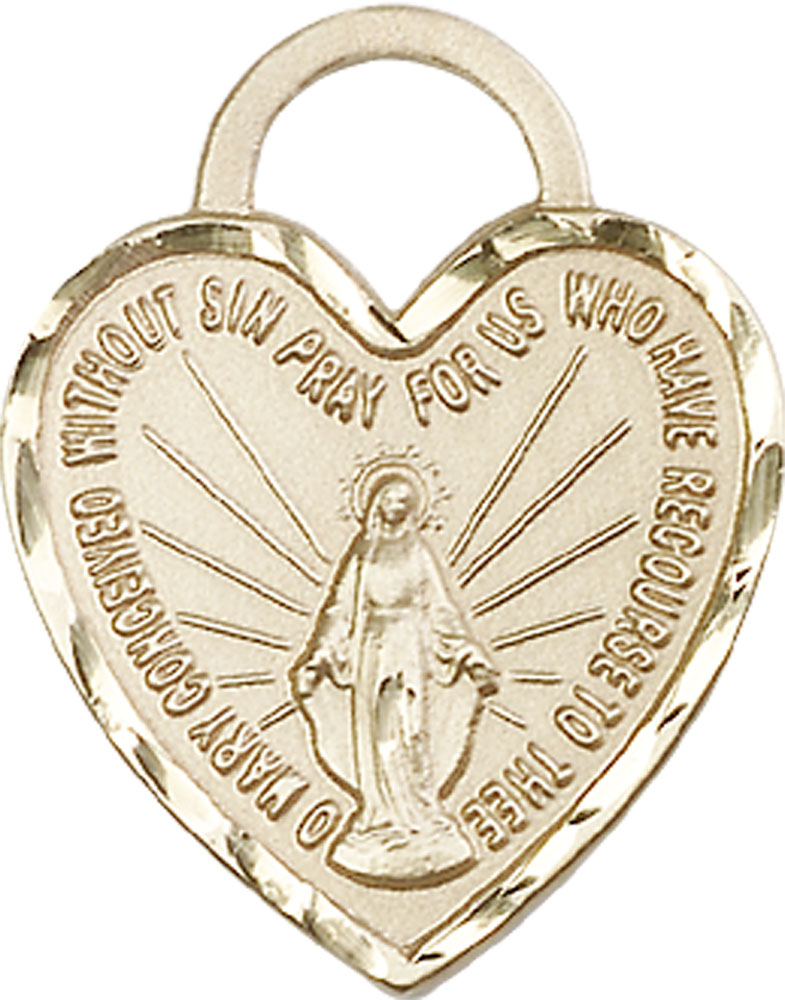 14kt Gold Miraculous Heart Medal