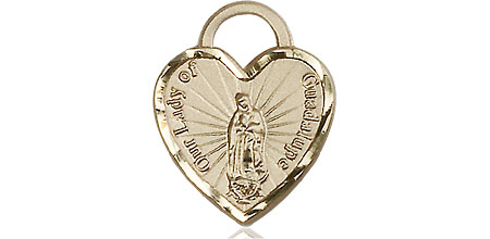 14kt Gold Our Lady of Guadalupe Heart Medal