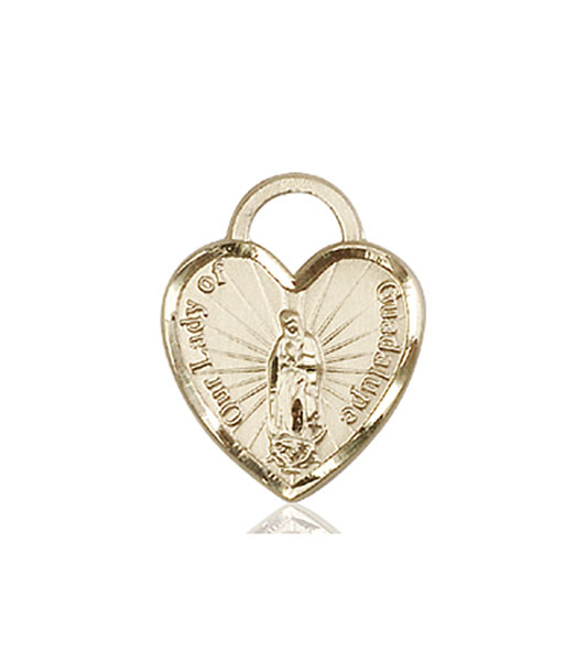 14kt Gold Our Lady of Guadalupe Heart Medal