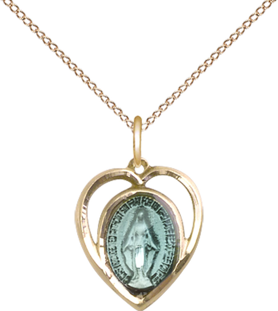 14kt Gold Filled Miraculous Pendant on a 18 inch Gold Filled Light Curb chain