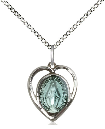 Sterling Silver Miraculous Pendant on a 18 inch Sterling Silver Light Curb chain