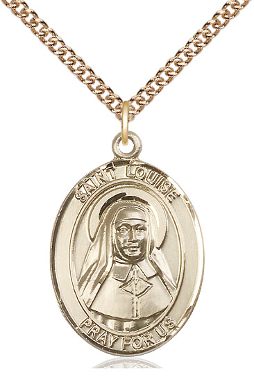 14kt Gold Filled Saint Louise de Marillac Pendant on a 24 inch Gold Filled Heavy Curb chain