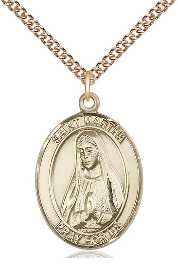 14kt Gold Filled Saint Martha Pendant on a 24 inch Gold Filled Heavy Curb chain