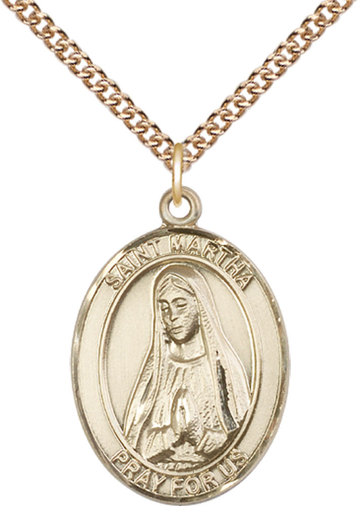 14kt Gold Filled Saint Martha Pendant on a 24 inch Gold Filled Heavy Curb chain