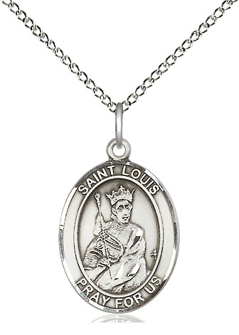 Sterling Silver Saint Louis Pendant on a 18 inch Sterling Silver Light Curb chain