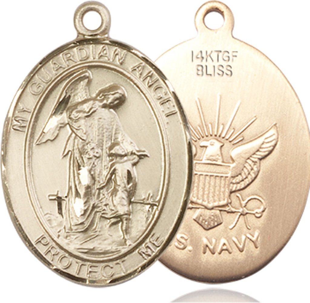 14kt Gold Filled Guardian Angel Navy Medal