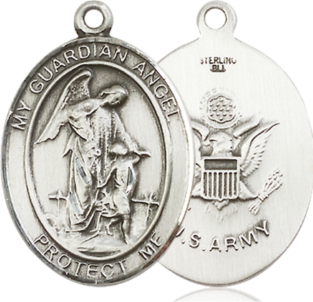 Sterling Silver Guardian Angel Army Medal