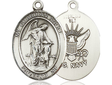 Sterling Silver Guardian Angel Navy Medal