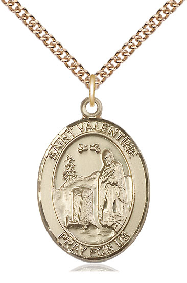 14kt Gold Filled Saint Valentine of Rome Pendant on a 24 inch Gold Filled Heavy Curb chain