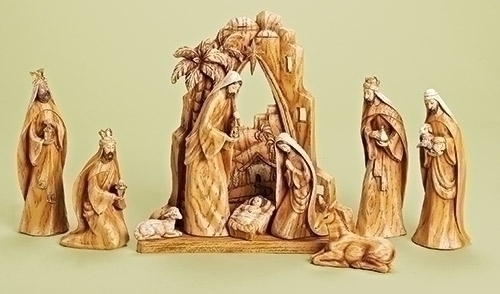 Carved Nativity 12&quot; - Christmas