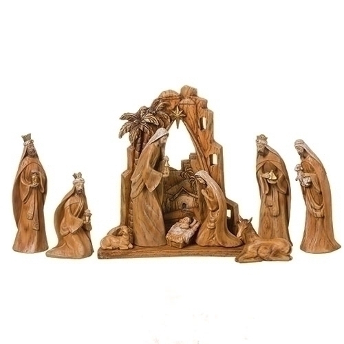 Carved Nativity 12" - Christmas