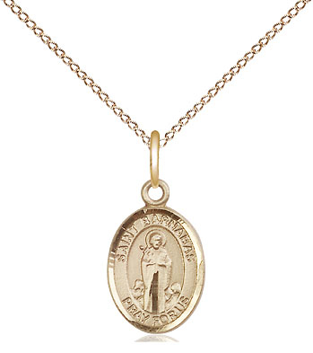 14kt Gold Filled Saint Barnabas Pendant on a 18 inch Gold Filled Light Curb chain