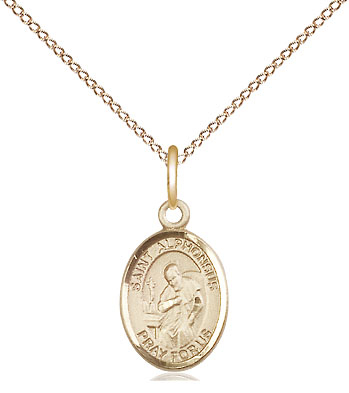 14kt Gold Filled Saint Alphonsus Pendant on a 18 inch Gold Filled Light Curb chain