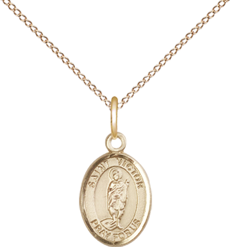 14kt Gold Filled Saint Victor of Marseilles Pendant on a 18 inch Gold Filled Light Curb chain