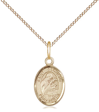 14kt Gold Filled Saint Aloysius Gonzaga Pendant on a 18 inch Gold Filled Light Curb chain