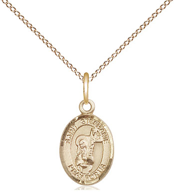 14kt Gold Filled Saint Stephanie Pendant on a 18 inch Gold Filled Light Curb chain