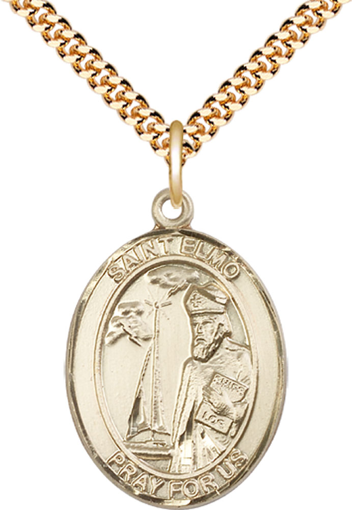 14kt Gold Filled Saint Elmo Pendant on a 24 inch Gold Plate Heavy Curb chain