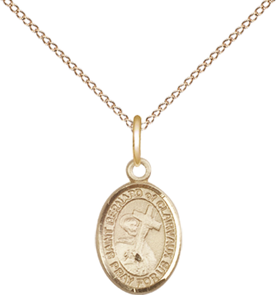 14kt Gold Filled Saint Bernard of Clairvaux Pendant on a 18 inch Gold Filled Light Curb chain