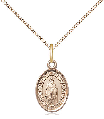14kt Gold Filled Saint Bartholomew the Apostle Pendant on a 18 inch Gold Filled Light Curb chain