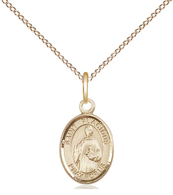 14kt Gold Filled Saint Placidus Pendant on a 18 inch Gold Filled Light Curb chain